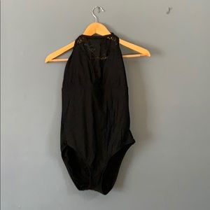 Mossimo Target Black Mesh Top Halter One-Piece